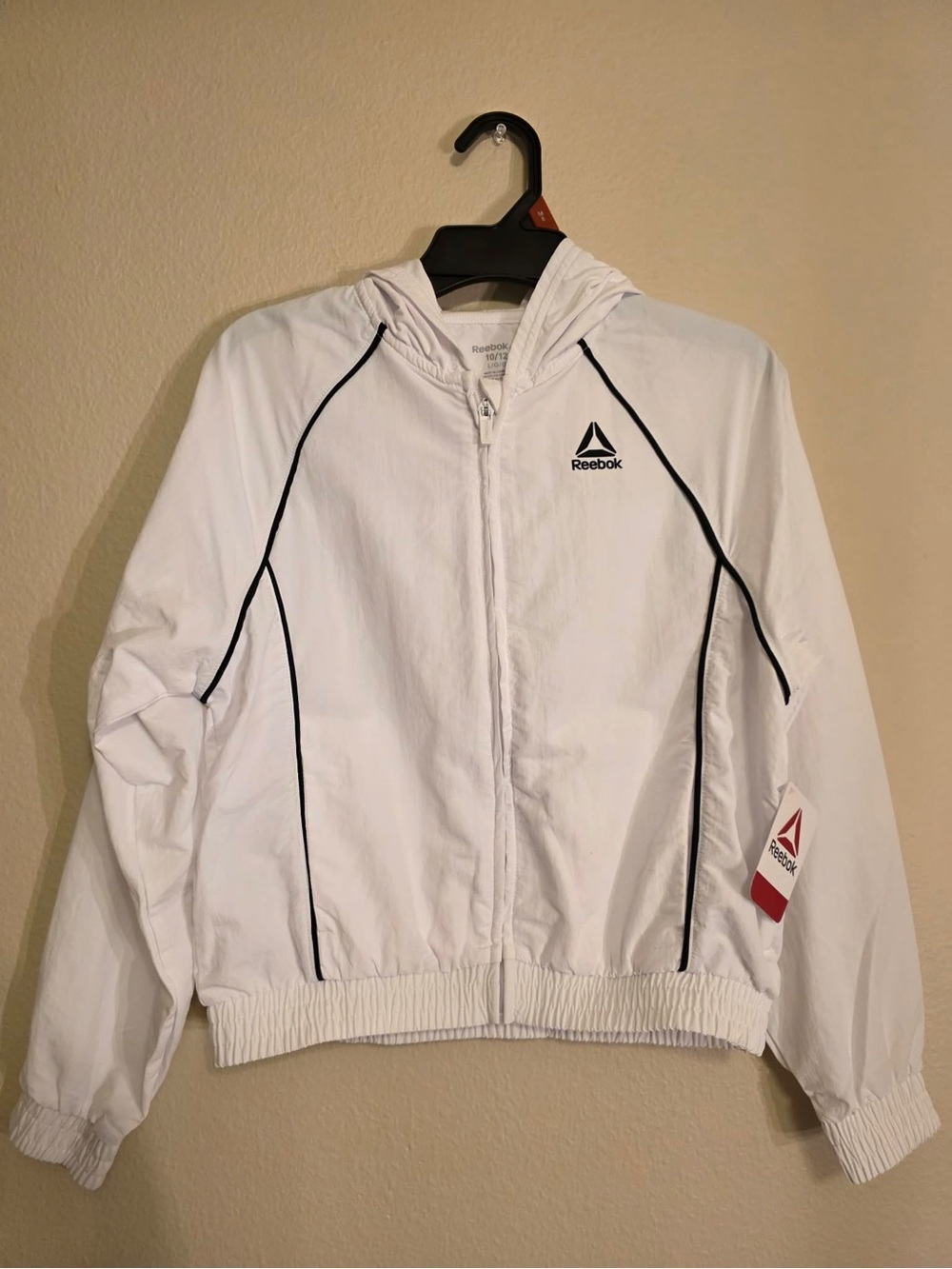 Reebok White Jacket with Black Trim and Gray Logo